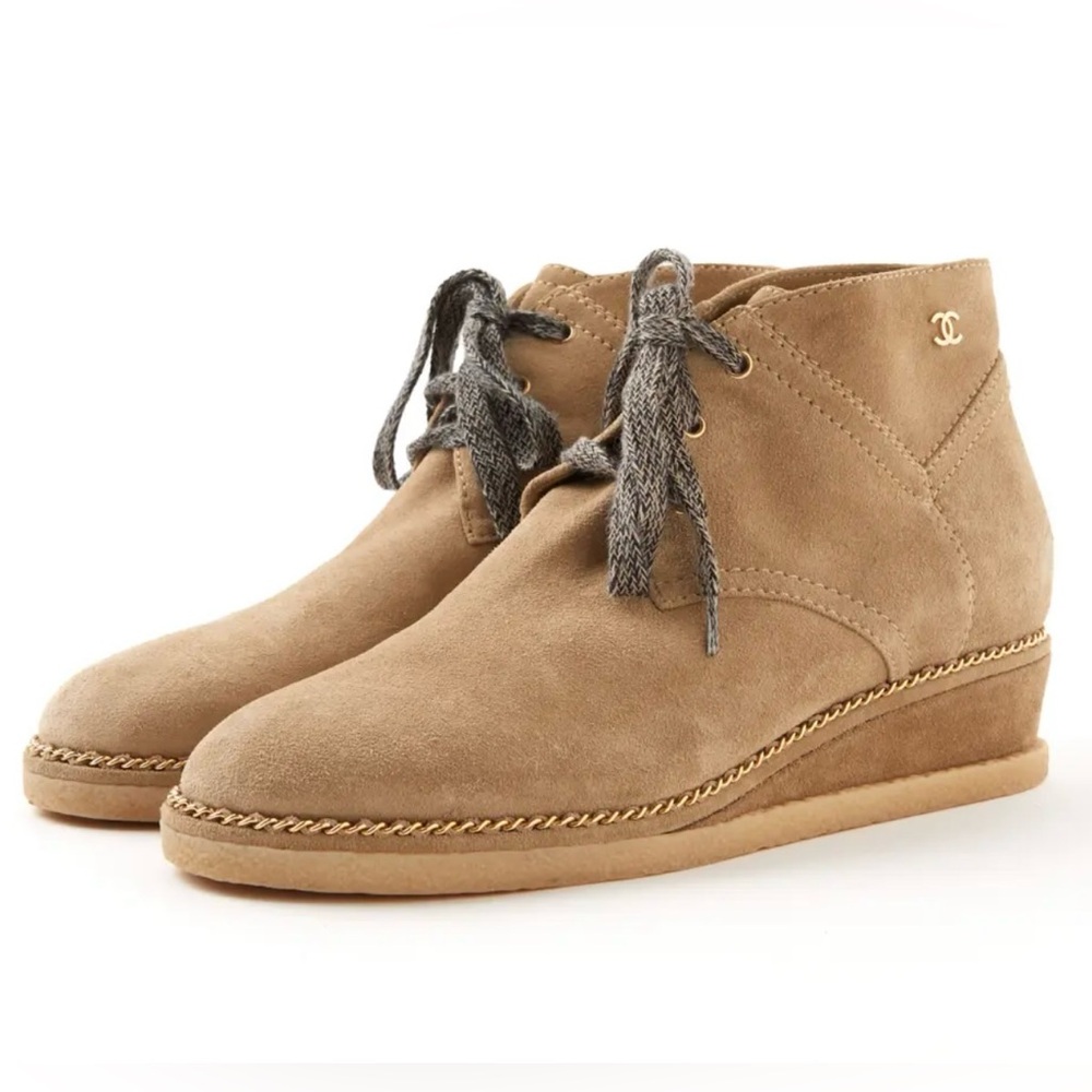 CHANEL Beige Suede Ankle Booties size 40